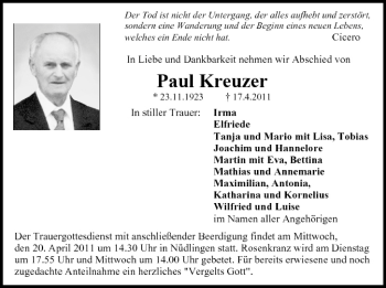 Anzeige von Paul Kreuzer von MGO