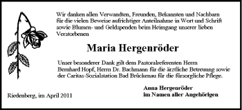 Anzeige von Maria Hergenröder von MGO