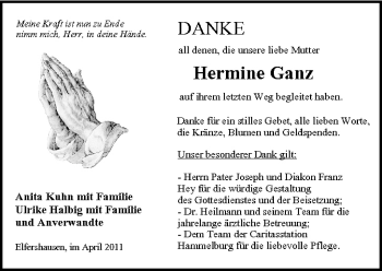 Anzeige von Hermine Ganz von MGO