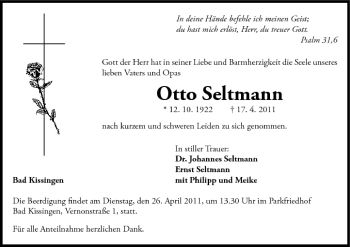 Anzeige von Otto Seltmann von MGO