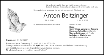 Anzeige von Anton Beitzinger von MGO