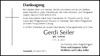Anzeige von Gerdi Seiler von MGO