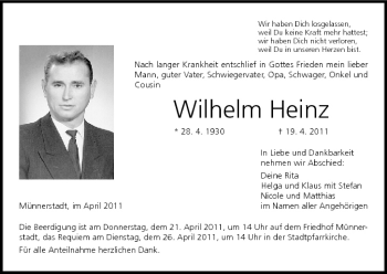 Anzeige von Wilhelm Heinz von MGO