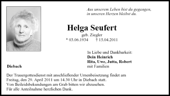 Anzeige von Helga Seufert von MGO