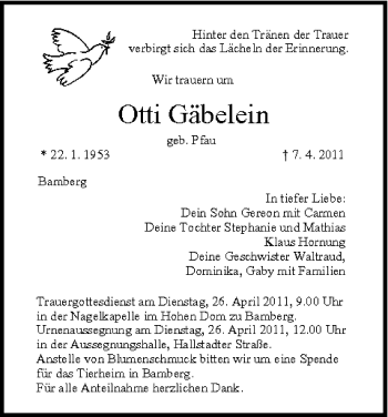 Anzeige von Otti Gäbelein von MGO