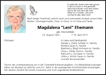 Anzeige von Magdalena Ehemann von MGO