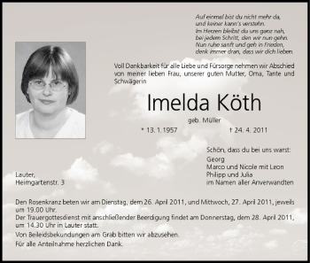 Anzeige von Imelda Köth von MGO