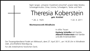 Anzeige von Theresia Koberstein von MGO