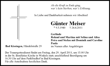 Anzeige von Günter Meiser von MGO