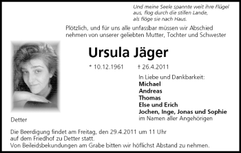 Anzeige von Ursula Jäger von MGO