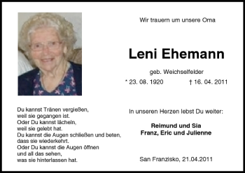 Anzeige von Leni Ehemann von MGO