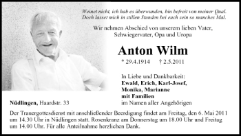 Anzeige von Anton Wilm von MGO