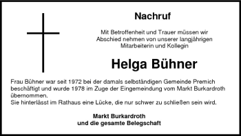 Anzeige von Helga Bühner von MGO