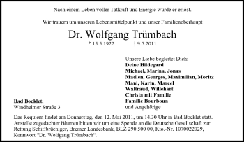 Anzeige von Wolfgang Trümbach von MGO