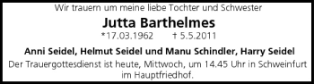 Anzeige von Jutta Barthelmes von MGO