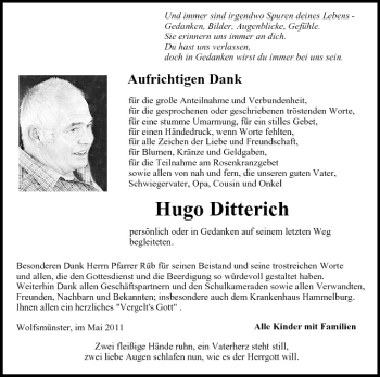 Anzeige von Hugo Ditterich von MGO