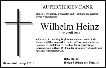 Anzeige von Wilhelm Heinz von MGO