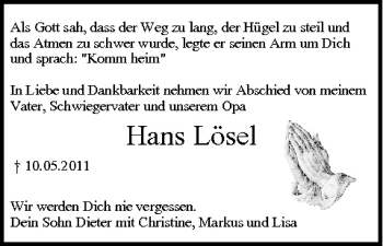 Anzeige von Hans Lösel von MGO