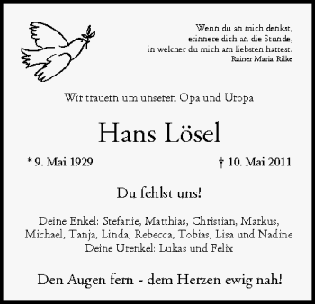 Anzeige von Hans Lösel von MGO