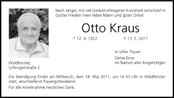 Anzeige von Otto Kraus von MGO