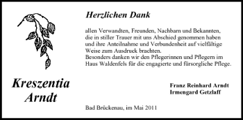 Anzeige von Kreszenda Arndt von MGO