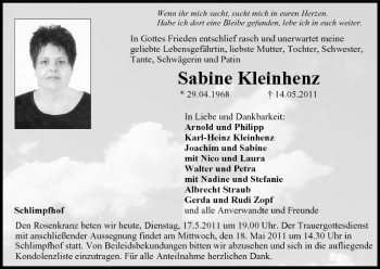 Anzeige von Sabine Kleinhenz von MGO