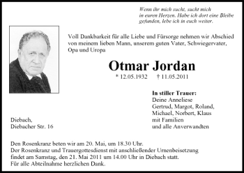 Anzeige von Otmar Jordan von MGO