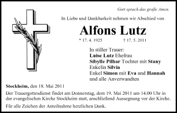 Anzeige von Alfons Lutz von MGO