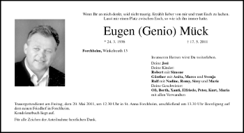 Anzeige von Eugen Mück von MGO