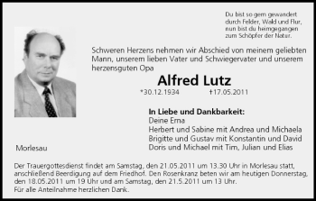 Anzeige von Alfred Lutz von MGO