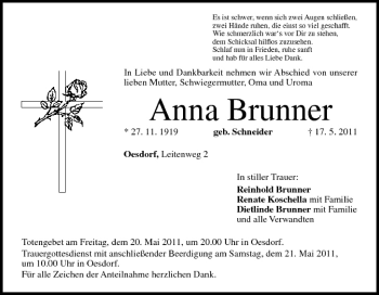 Anzeige von Anna Brunner von MGO
