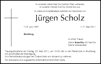 Anzeige von Jürgen Scholz von MGO