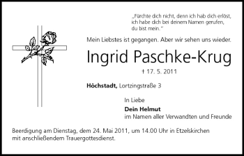Anzeige von Ingrid Paschke-Krug von MGO
