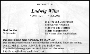 Anzeige von Ludwig Wilm von MGO