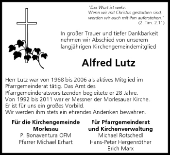 Anzeige von Alfred Lutz von MGO
