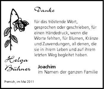 Anzeige von Helga Bühner von MGO