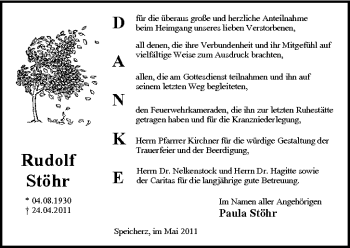 Anzeige von Rudolf Stöhr von MGO