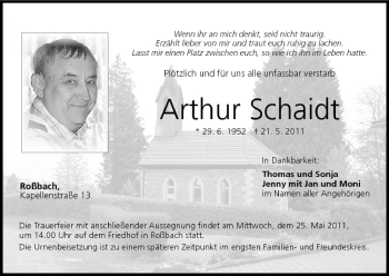 Anzeige von Arthur Schaidt von MGO