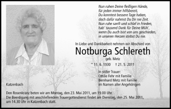 Anzeige von Notburga Schlereth von MGO