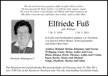 Anzeige von Elfriede Fuß von MGO