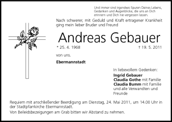 Anzeige von Andreas Gebauer von MGO