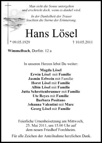 Anzeige von Hans Lösel von MGO