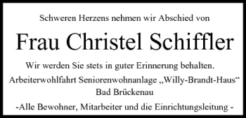 Anzeige von Christel Schiffler von MGO