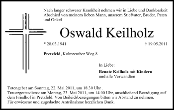 Anzeige von Oswald Keilholz von MGO