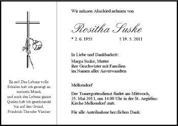Anzeige von Rositha Suske von MGO