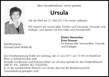 Anzeige von Ursula und Kollegen von MGO