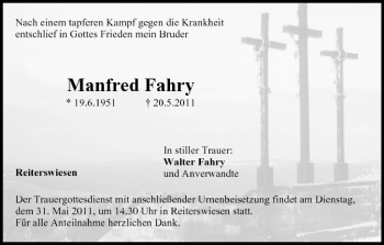 Anzeige von Manfred Fahry von MGO