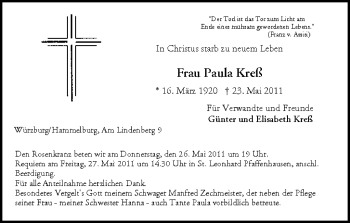 Anzeige von Paula Kreß von MGO