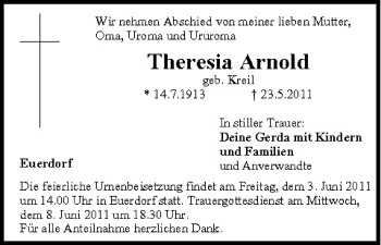 Anzeige von Theresia Arnold von MGO