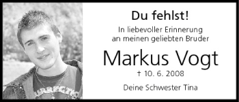 Anzeige von Markus Vogt von MGO